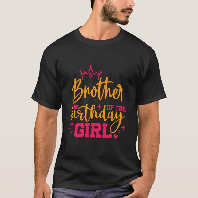 Cute Personalised Brother Of The Birthday Girl Mat T-Shirt (Front)