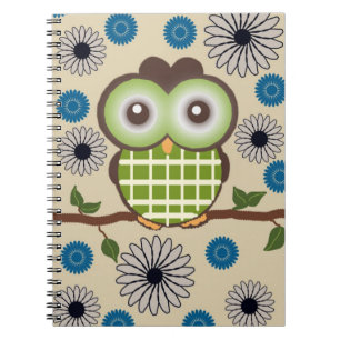 Cute Personalised Brown and Green Owl Notebook