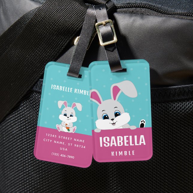 Cute Personalised Bunny Luggage Tag (Creator Uploaded)