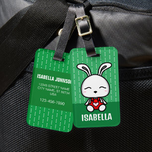 Cute Personalised Bunny Luggage Tag