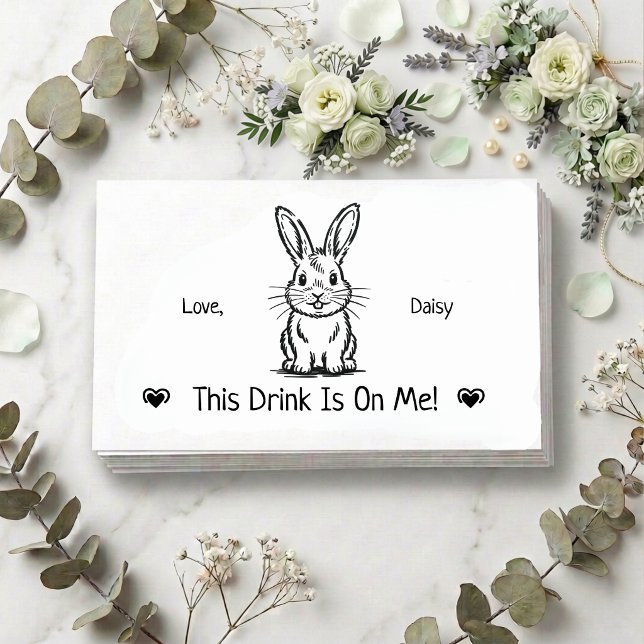 Cute Personalised Bunny Wedding Drink Ticket Enclosure Card (Creator Uploaded)