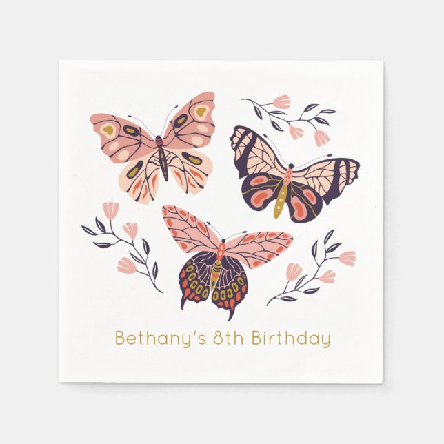 Cute Personalised Butterfly Napkins (Front)