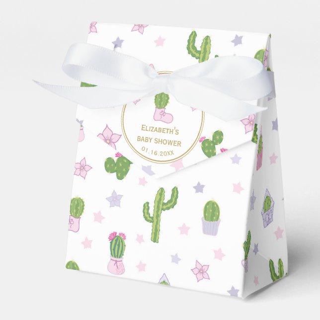 Cute Personalised Cactus Baby Shower Thank You Favour Box (Front Side)