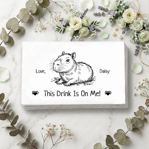 Cute Personalised Capybara Wedding Drink Ticket Enclosure Card