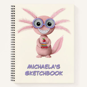 Cute Personalised Cartoon Axolotl  Notebook
