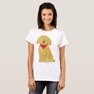 Cute Personalised Cartoon Goldendoodle Puppy T-Shirt