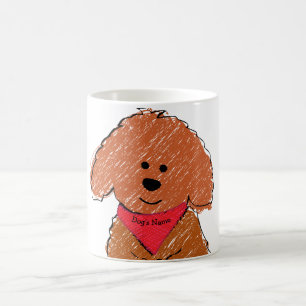 Cute Personalised Cartoon Red Doodle Dog Coffee Mug