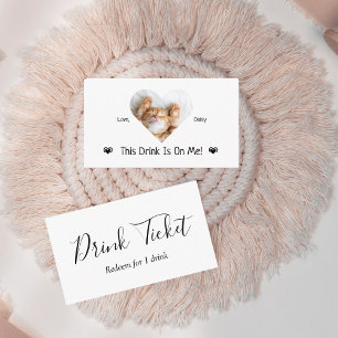 Cute Personalised Cat Photo Wedding Drink Ticket Enclosure Card