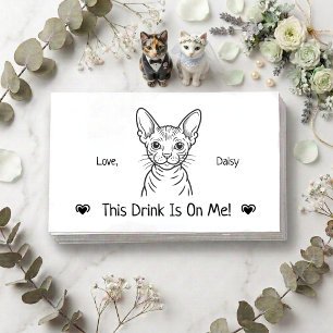 Cute Personalised Cat Wedding Drink Ticket Enclosure Card