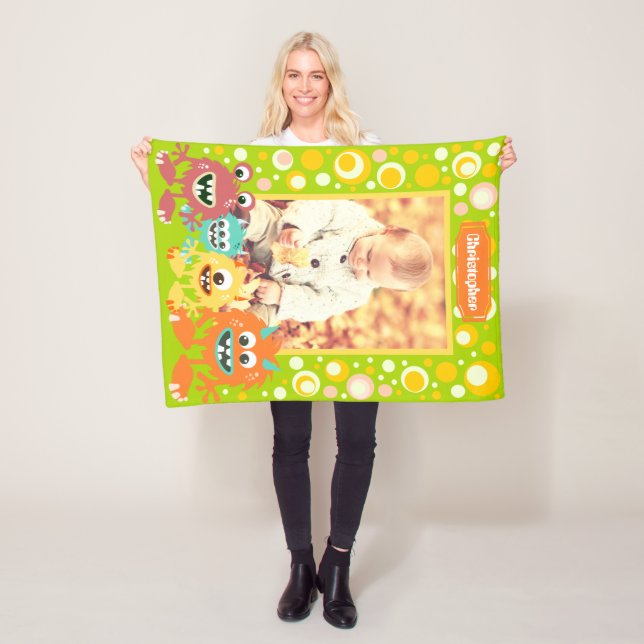 Cute personalised child photo fleece blanket (In Situ)