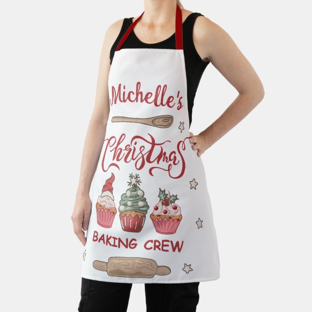 Cute Personalised Christmas Baking Crew Apron (Insitu)