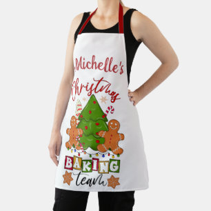 Cute Personalised Christmas Baking Team Apron