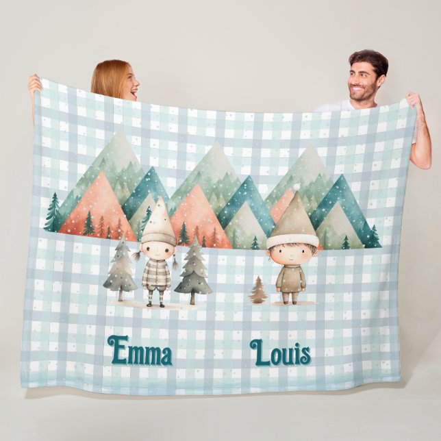 Cute personalised christmas blanket for couple  (In Situ)