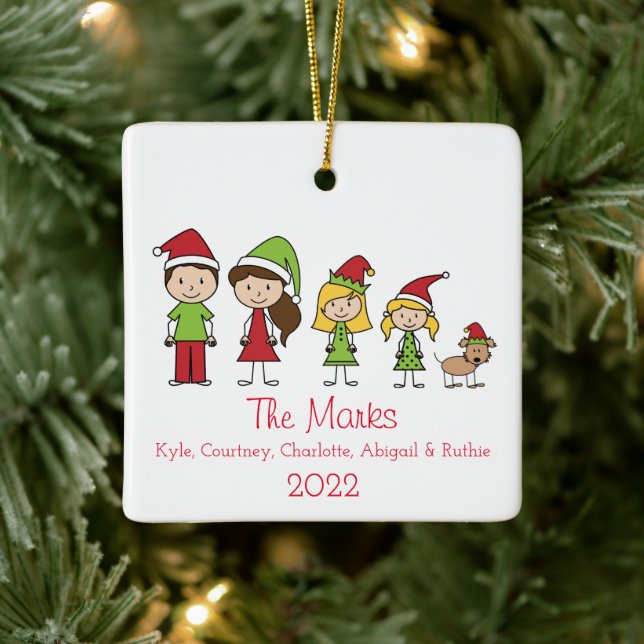 Cute Personalised Christmas Character with Pet Ceramic Ornament (Tree)