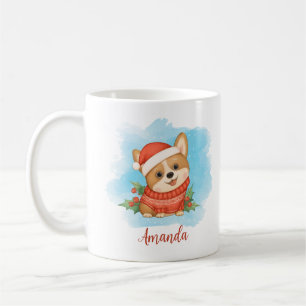 Cute Personalised Christmas Corgi Coffee Mug