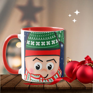 Cute Personalised Christmas Elf Coffee Mug