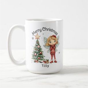 Cute Personalised Christmas Fairy and Tree Coffee Mug