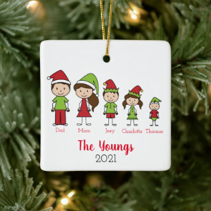 Cute Personalised Christmas Family Ceramic Ornament