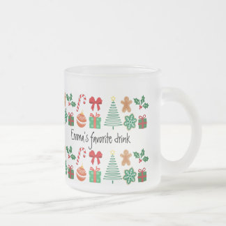 Cute Personalised Christmas Frosted Glass Coffee Mug