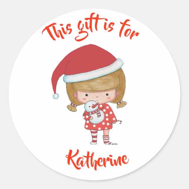 Cute Personalised Christmas Gift Tag (Front)