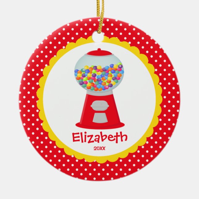 Cute Personalised Christmas Ornament Girl Gumball (Front)