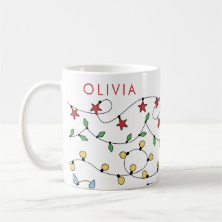 Cute Personalised Christmas String Lights Coffee Mug