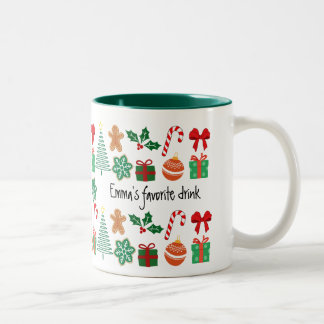 Cute Personalised Christmas Two-Tone Coffee Mug