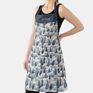 Cute Personalised Christmas Winter Pattern Apron. Apron
