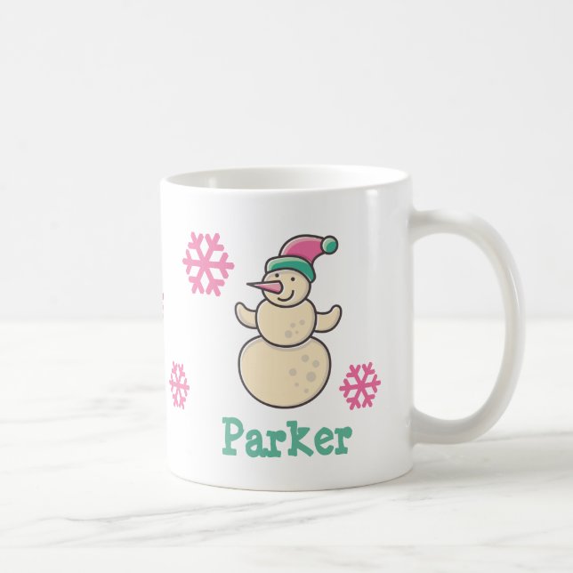 Cute Personalised Christmas Winter Snowman Coffee Mug (Right)