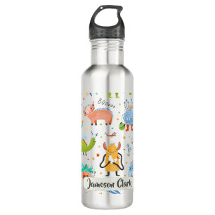 Cute Personalised Colourful Dinosaur Alien Kids 710 Ml Water Bottle