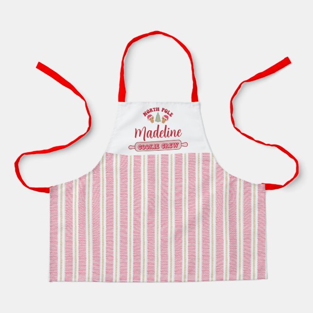 Cute Personalised Cookie Crew Christmas Apron (Front)