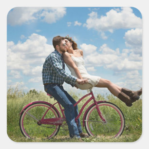 Cute Personalised Couple Photo Square Sticker