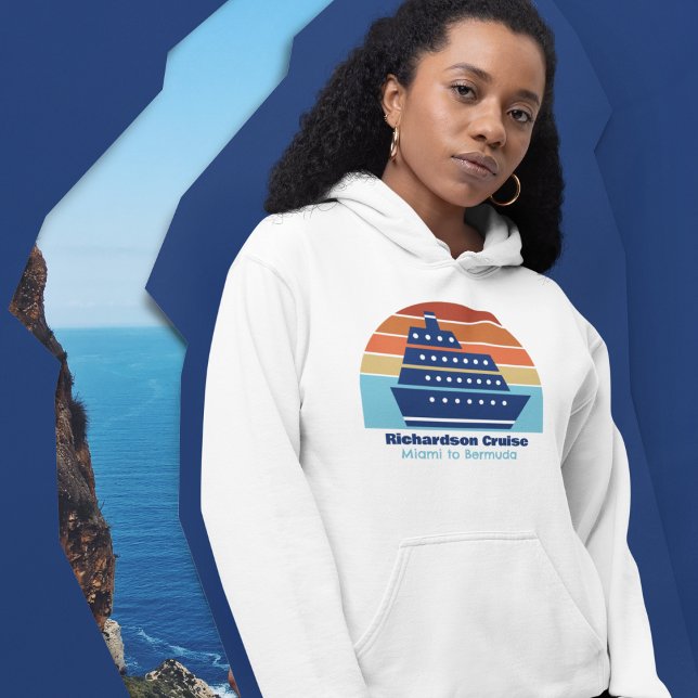 Cute Personalised Cruise Ship Family Trip Sunset Hoodie (Creator Uploaded)