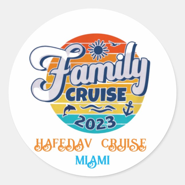 Cute Personalised Cruise Ship Family Trip Sunset T Classic Round Sticker (Front)