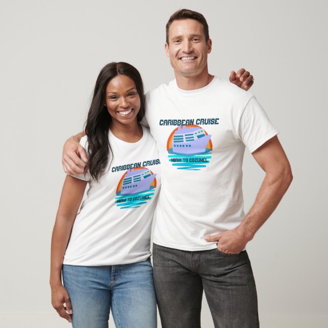 Cute Personalised Cruise Ship Family Trip Sunset T-Shirt (Unisex)