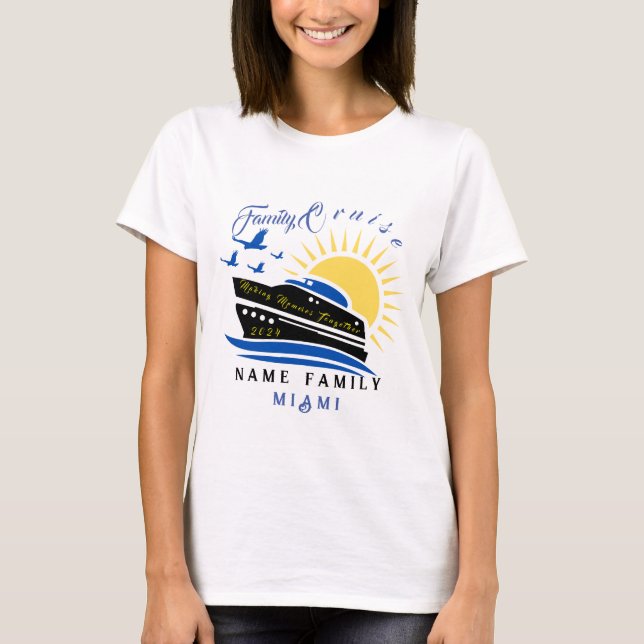 Cute Personalised Cruise Ship Family Trip Sunset T T-Shirt (Front)