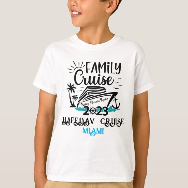 Cute Personalised Cruise Ship Family Trip Sunset T T-Shirt (Front)