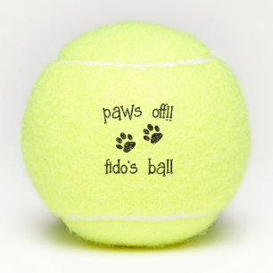 Cute Personalised Custom Pet Dog Name Pawprint  Tennis Balls