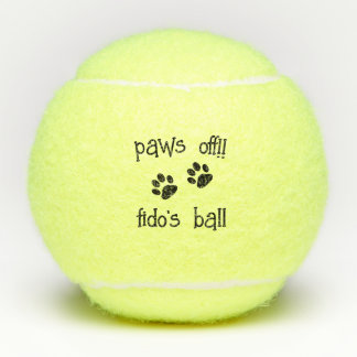 Cute Personalised Custom Pet Dog Name Pawprint Tennis Balls
