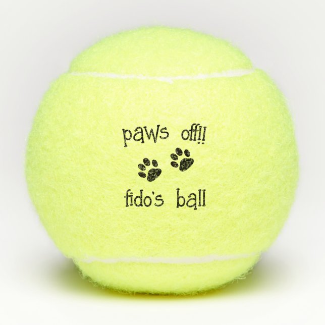 Cute Personalised Custom Pet Dog Name Pawprint  Tennis Balls (Front)