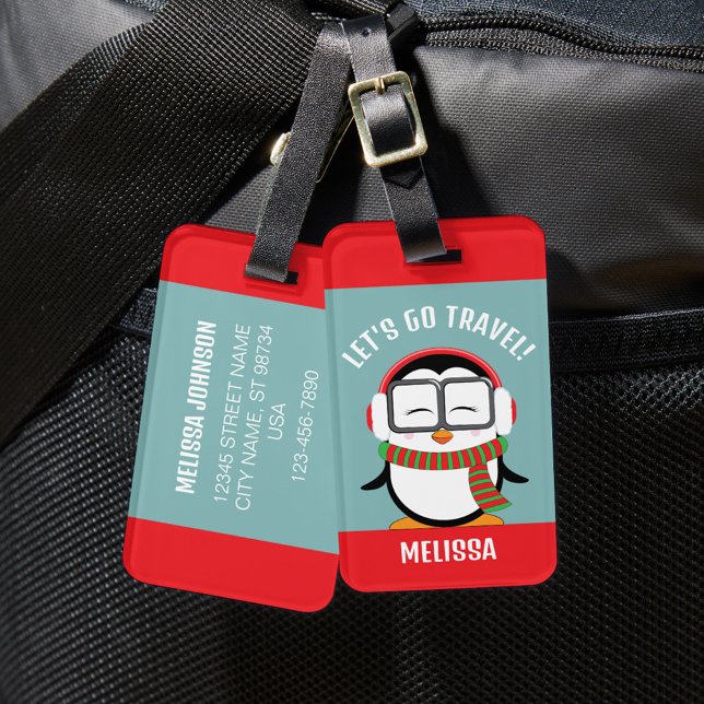 Cute Personalised Cute Penguin Luggage Tag (Creator Uploaded)