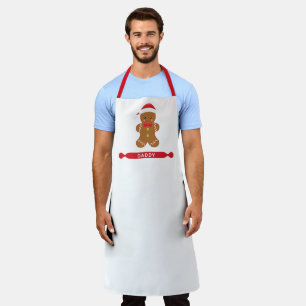 Cute Personalised Daddy Name Gingerbread Christmas Apron