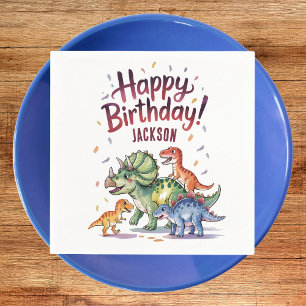 Cute Personalised Dinosaur Birthday Napkin