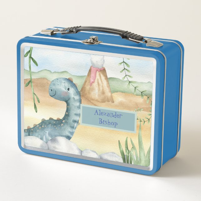 Cute Personalised Dinosaur Lunch Box (Front)