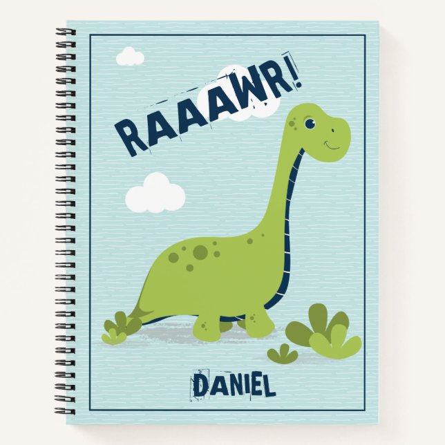 Cute Personalised Dinosaur Notebook (Front)