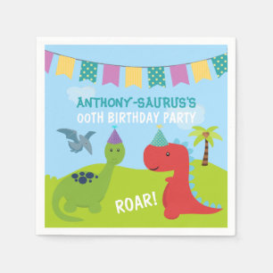 Cute Personalised Dinosaur themed Party Napkin