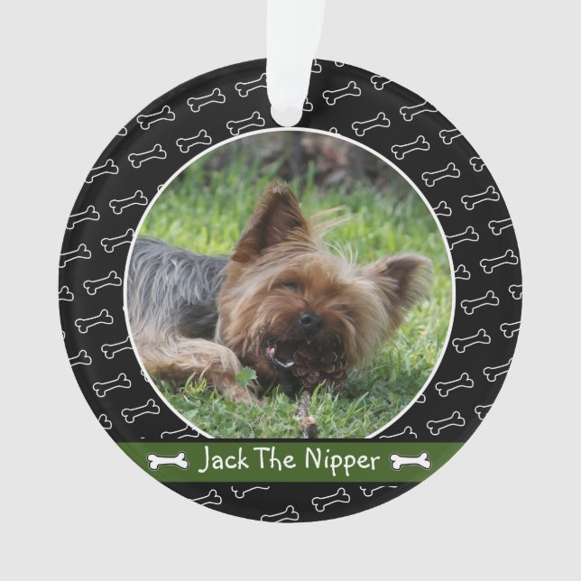 Cute Personalised Dog Bone Own Dog Photo Ornament (Front)