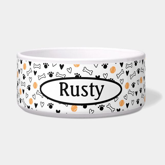 Cute Personalised Dog Bowl (Front)