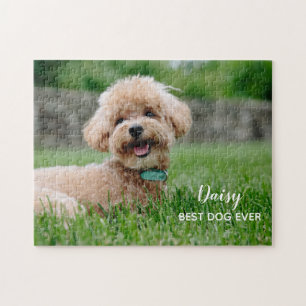 Cute Personalised Dog Name Photo Jigsaw Puzzle