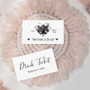 Cute Personalised Dog Photo Wedding Drink Ticket Enclosure Card